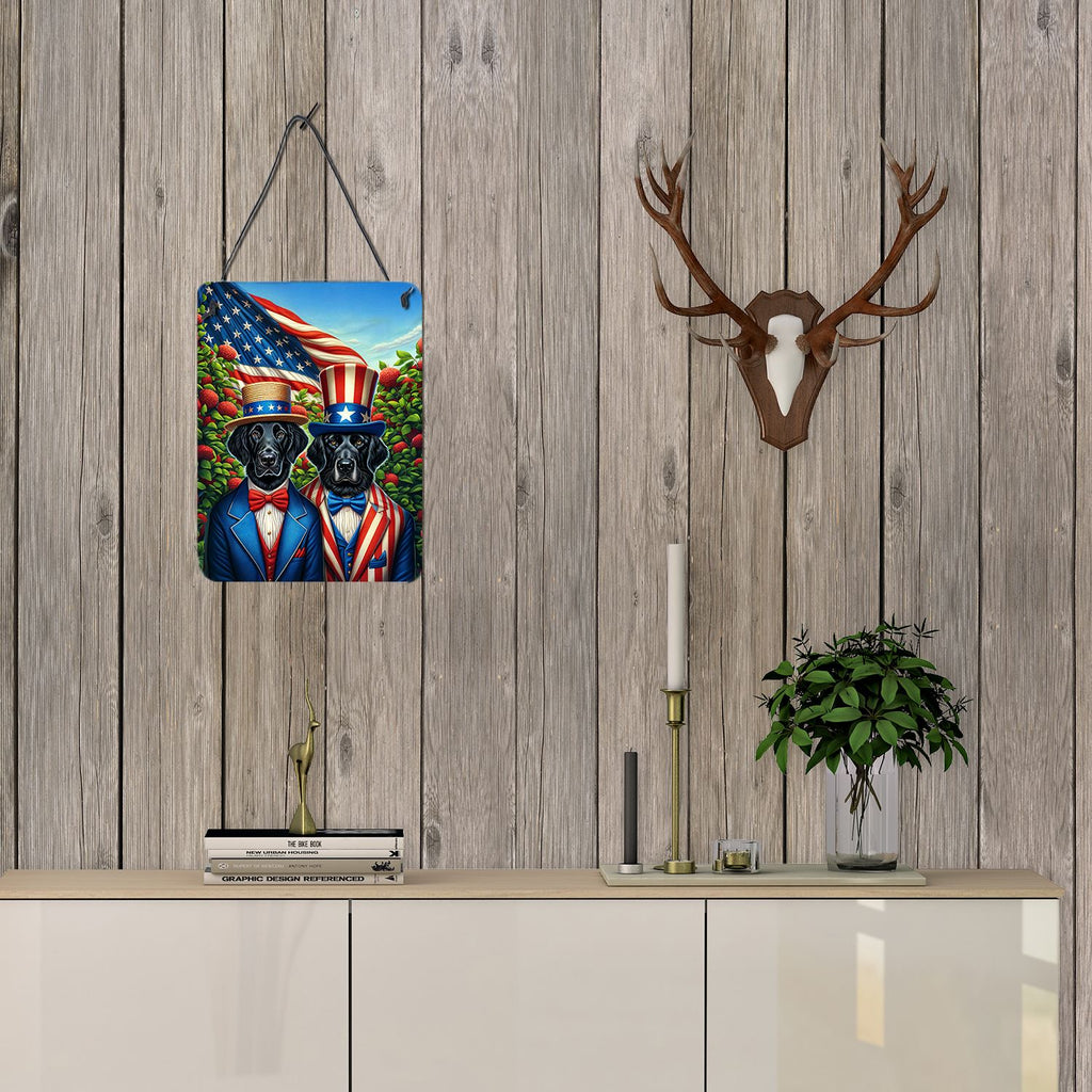 NEW All American Flat-Coated Retriever Wall or Door Hanging Prints Aluminum Metal Sign Kitchen Wall Bar Bathroom Plaque Home Decor Front Door Plaque, 12x16, Multicolor