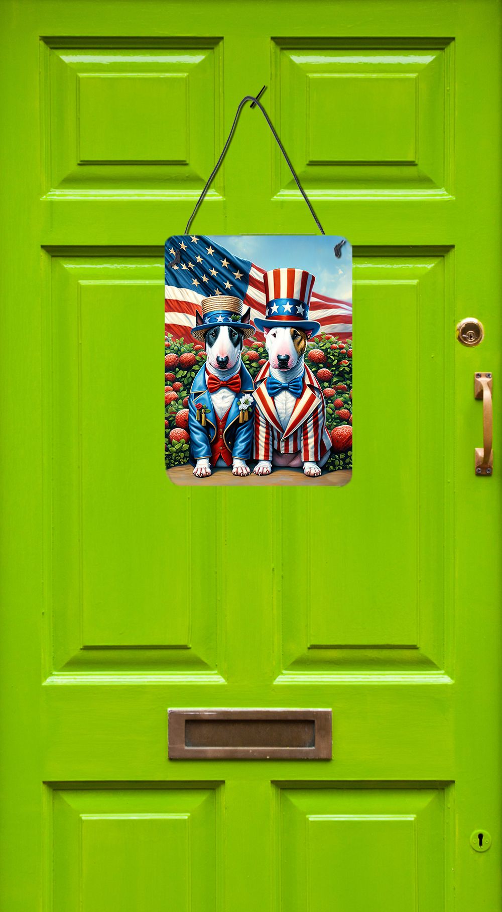 NEW All American Bull Terrier Wall or Door Hanging Prints Aluminum Metal Sign Kitchen Wall Bar Bathroom Plaque Home Decor Front Door Plaque, 12x16, Multicolor