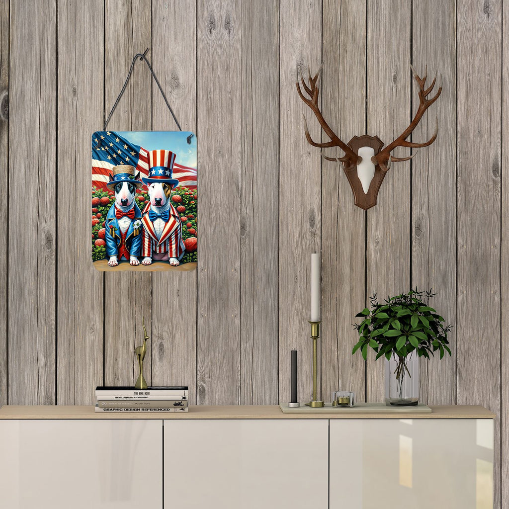 NEW All American Bull Terrier Wall or Door Hanging Prints Aluminum Metal Sign Kitchen Wall Bar Bathroom Plaque Home Decor Front Door Plaque, 12x16, Multicolor