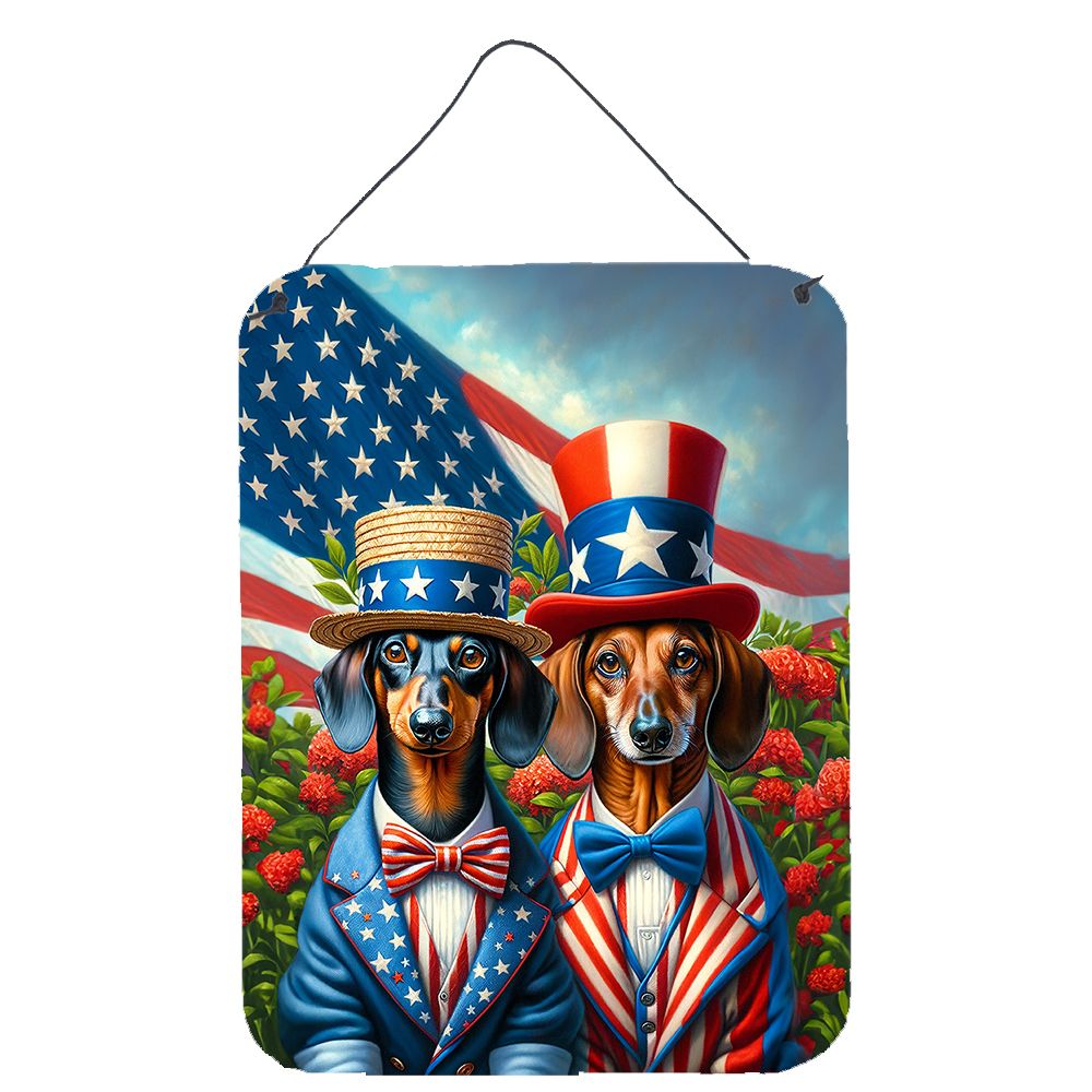 NEW All American Dachshund Wall or Door Hanging Prints Aluminum Metal Sign Kitchen Wall Bar Bathroom Plaque Home Decor Front Door Plaque, 12x16, Multicolor