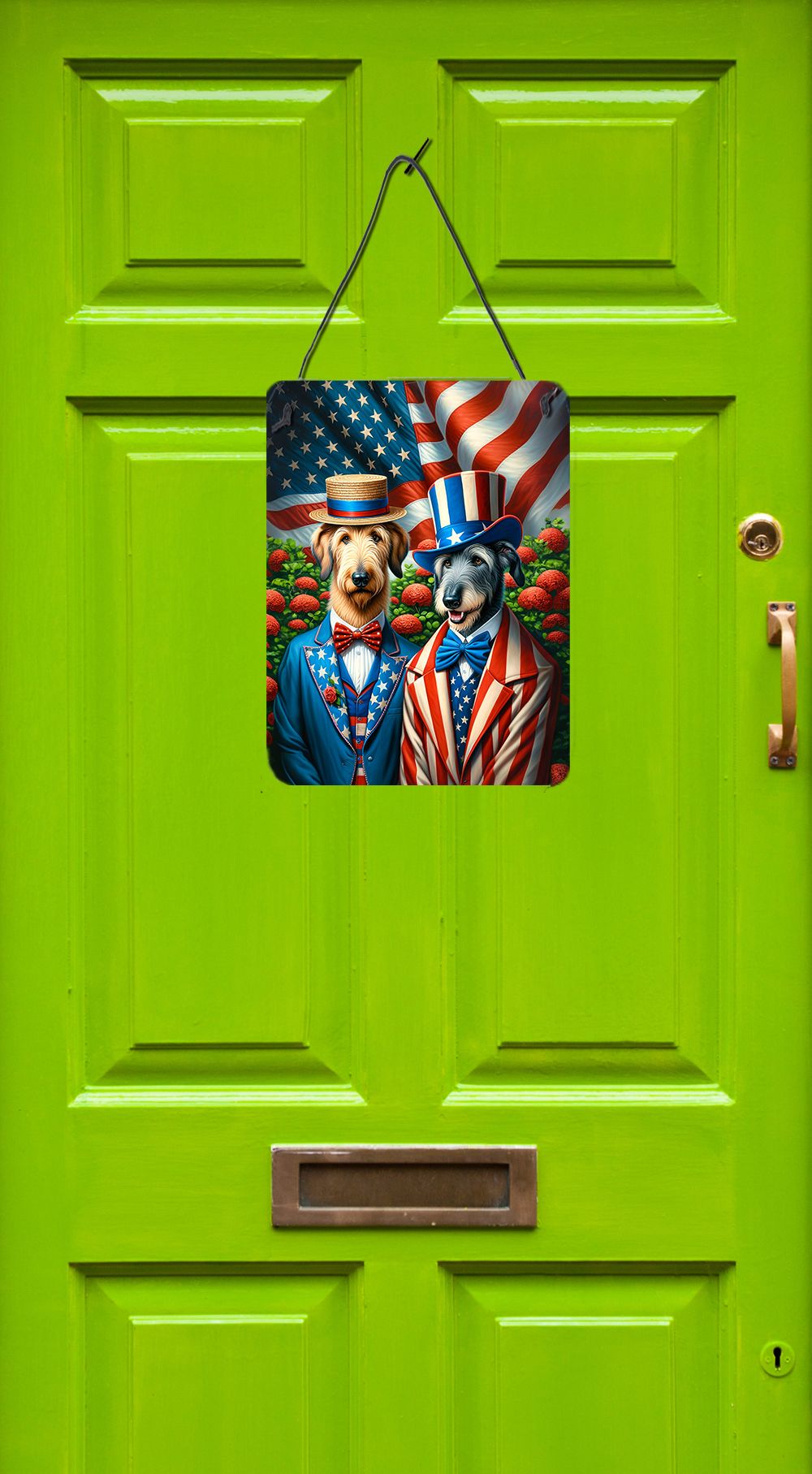 NEW All American Irish Wolfhound Wall or Door Hanging Prints Aluminum Metal Sign Kitchen Wall Bar Bathroom Plaque Home Decor Front Door Plaque, 12x16, Multicolor