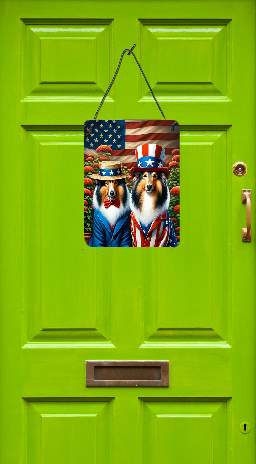 NEW All American Collie Wall or Door Hanging Prints Aluminum Metal Sign Kitchen Wall Bar Bathroom Plaque Home Decor Front Door Plaque, 12x16, Multicolor