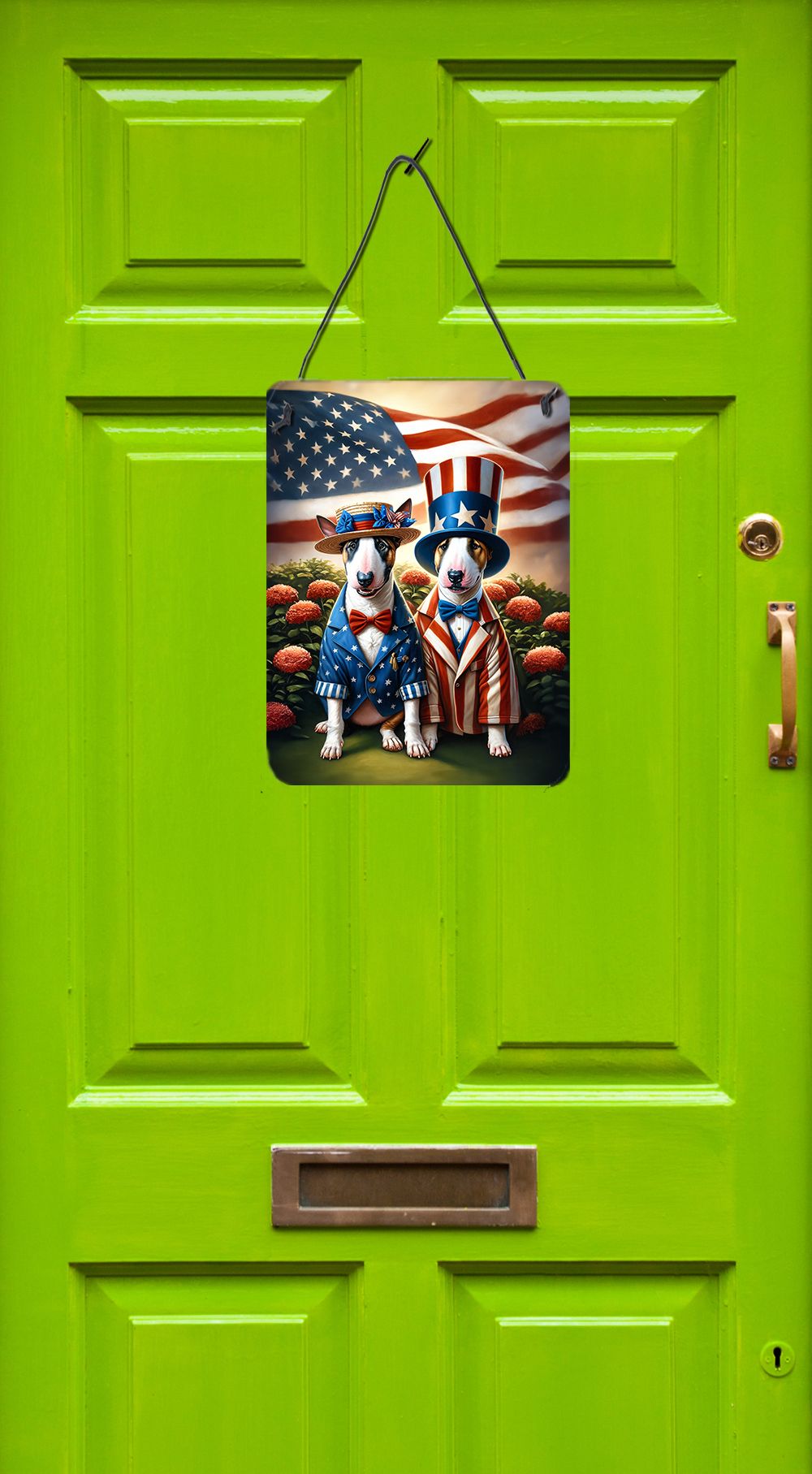 NEW All American Bull Terrier Wall or Door Hanging Prints Aluminum Metal Sign Kitchen Wall Bar Bathroom Plaque Home Decor Front Door Plaque, 12x16, Multicolor