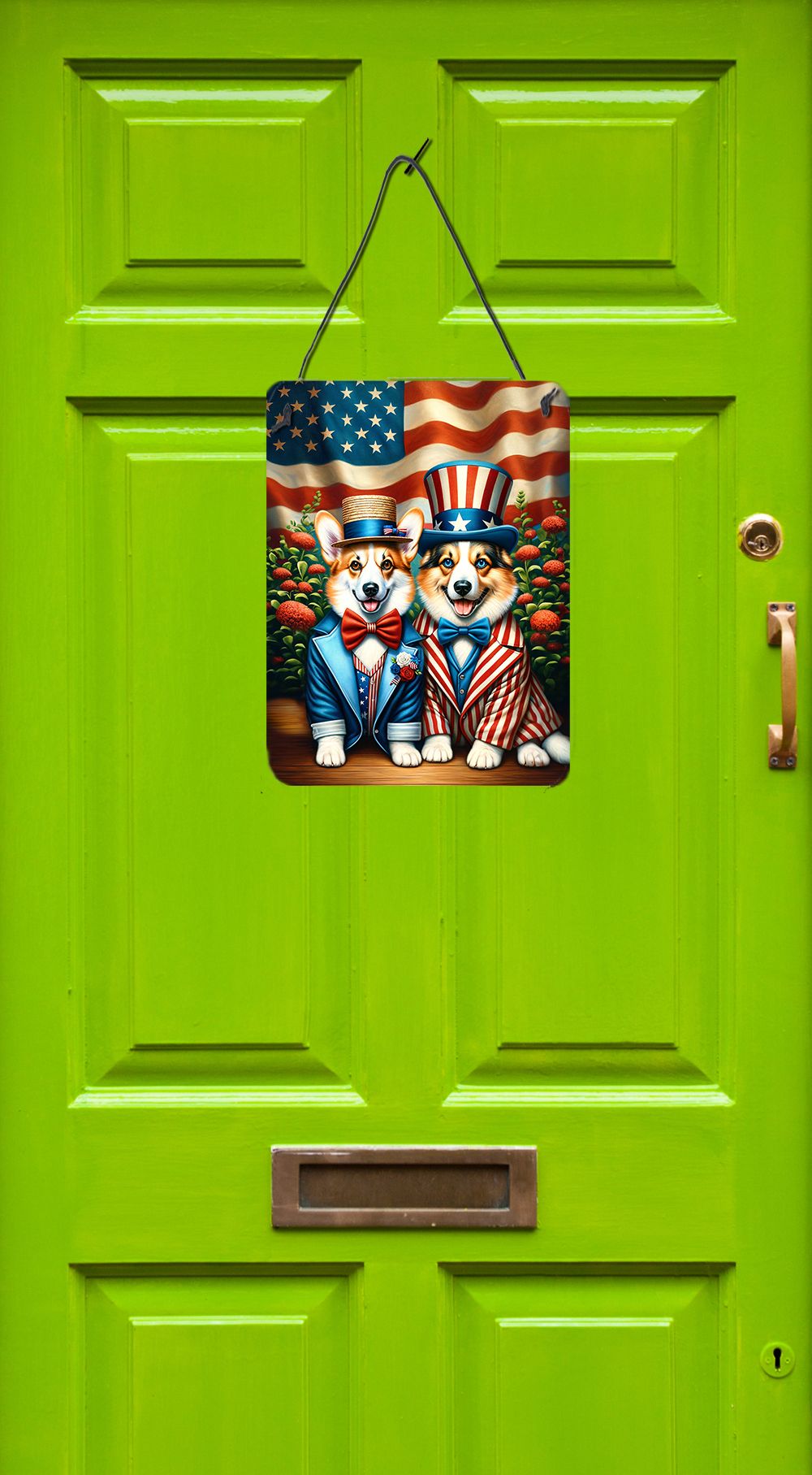 NEW All American Corgi Wall or Door Hanging Prints Aluminum Metal Sign Kitchen Wall Bar Bathroom Plaque Home Decor Front Door Plaque, 12x16, Multicolor