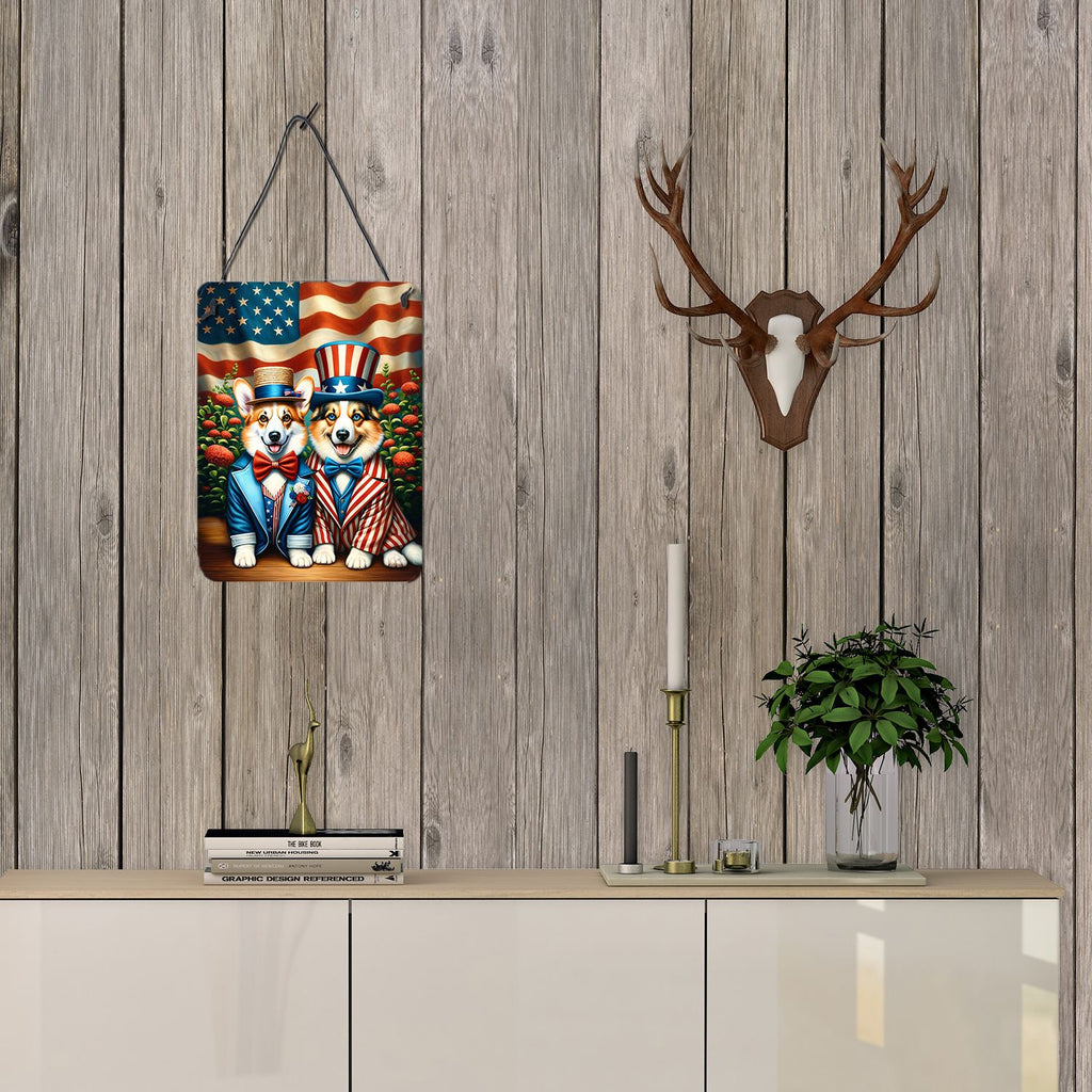 NEW All American Corgi Wall or Door Hanging Prints Aluminum Metal Sign Kitchen Wall Bar Bathroom Plaque Home Decor Front Door Plaque, 12x16, Multicolor