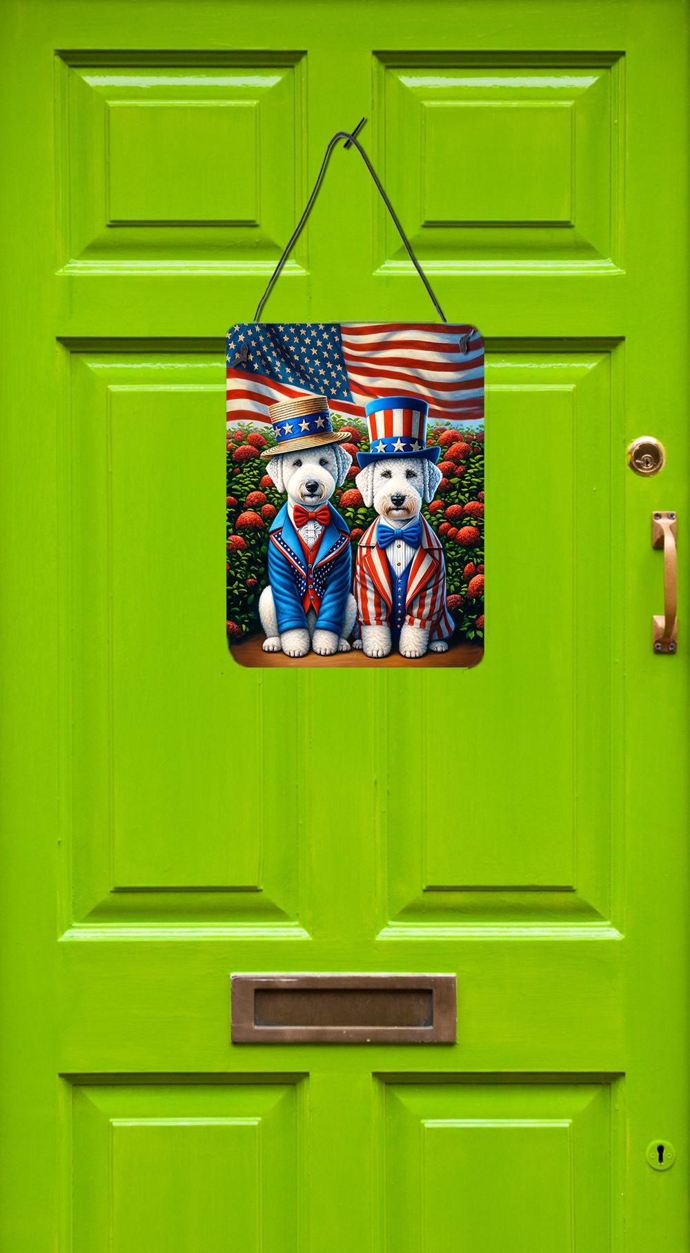 NEW All American Bedlington Terrier Wall or Door Hanging Prints Aluminum Metal Sign Kitchen Wall Bar Bathroom Plaque Home Decor Front Door Plaque, 12x16, Multicolor