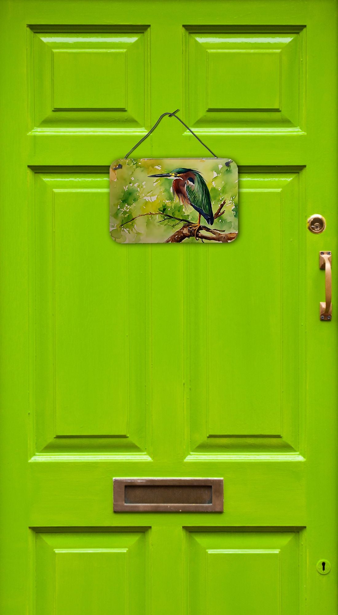 NEW Green Heron Wall or Door Hanging Prints Aluminum Metal Sign Kitchen Wall Bar Bathroom Plaque Home Decor, 8HX12W, Multicolor