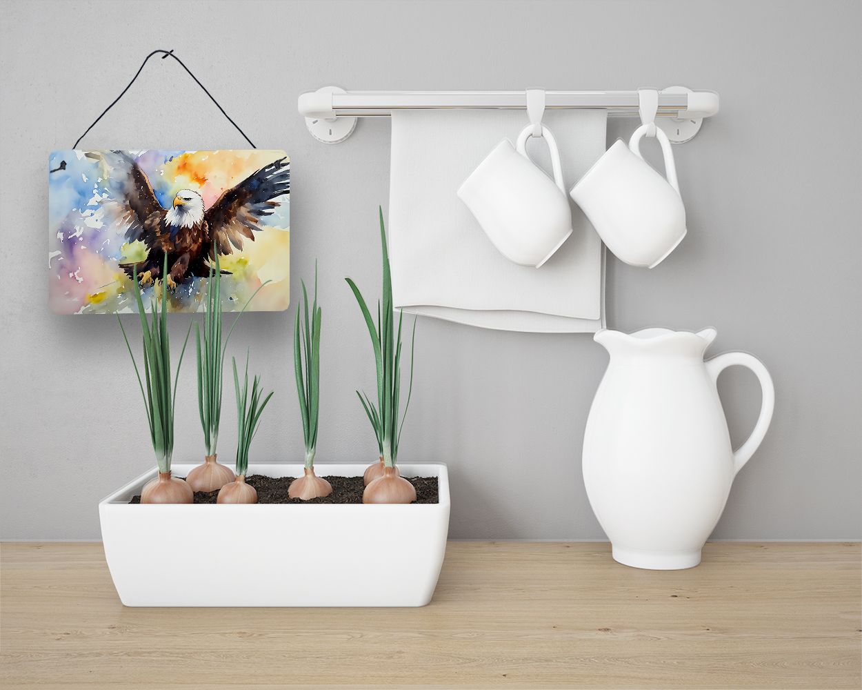 NEW Eagle Wall or Door Hanging Prints Aluminum Metal Sign Kitchen Wall Bar Bathroom Plaque Home Decor, 8HX12W, Multicolor