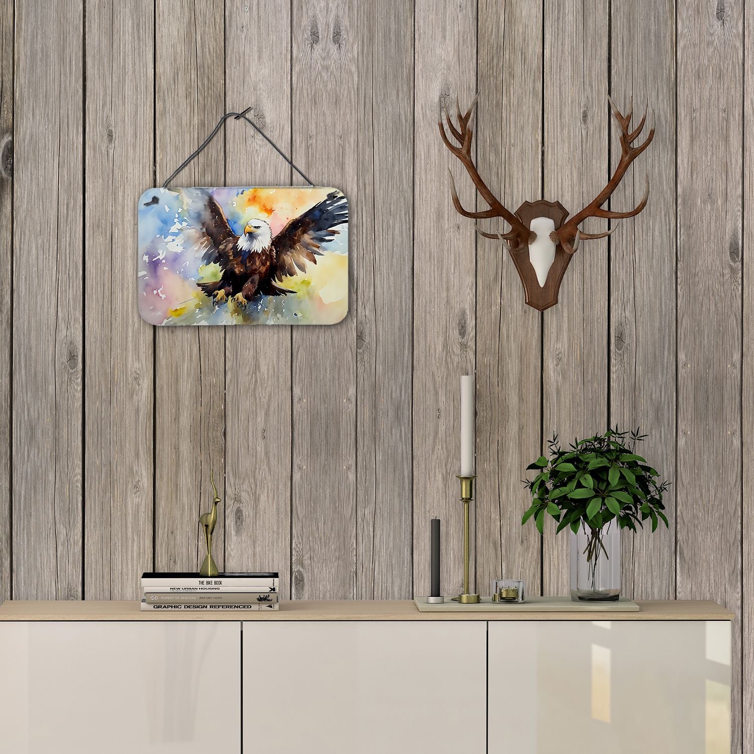 NEW Eagle Wall or Door Hanging Prints Aluminum Metal Sign Kitchen Wall Bar Bathroom Plaque Home Decor, 8HX12W, Multicolor