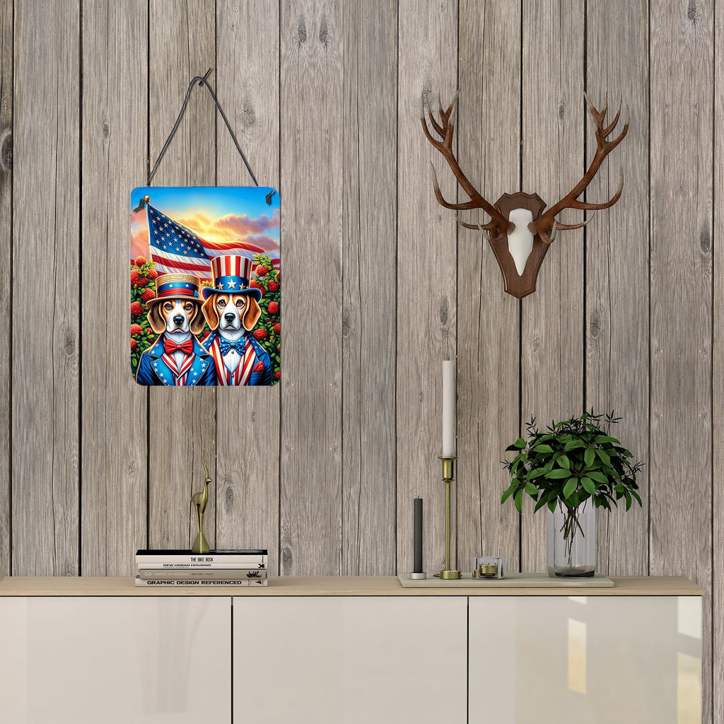 NEW All American Beagle Wall or Door Hanging Prints Aluminum Metal Sign Kitchen Wall Bar Bathroom Plaque Home Decor Front Door Plaque, 12x16, Multicolor