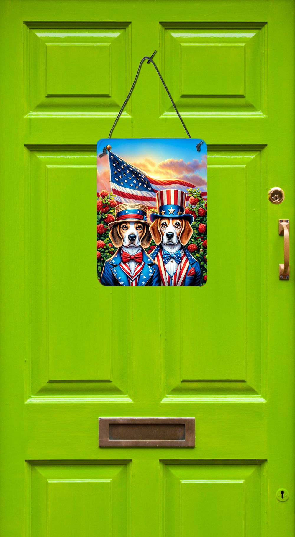 NEW All American Beagle Wall or Door Hanging Prints Aluminum Metal Sign Kitchen Wall Bar Bathroom Plaque Home Decor Front Door Plaque, 12x16, Multicolor