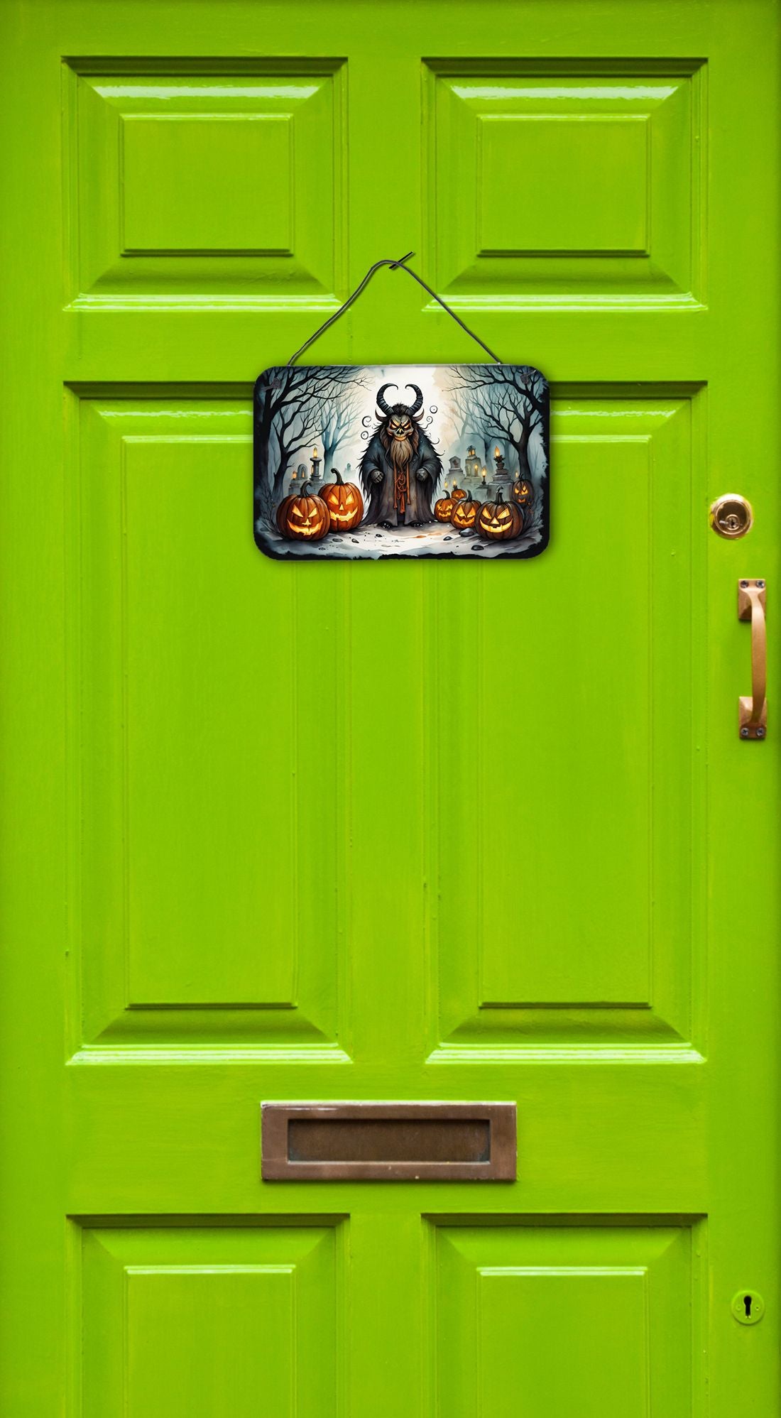 NEW Krampus The Christmas Demon Spooky Halloween Wall or Door Hanging Prints Aluminum Metal Sign Kitchen Wall Bar Bathroom Plaque Home Decor, 8HX12W, Multicolor