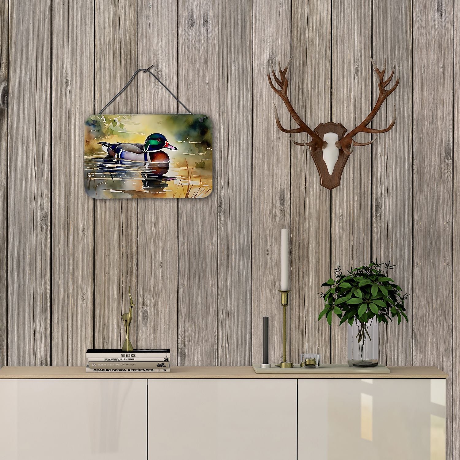 NEW Wood Duck Wall or Door Hanging Prints Aluminum Metal Sign Kitchen Wall Bar Bathroom Plaque Home Decor, 8HX12W, Multicolor