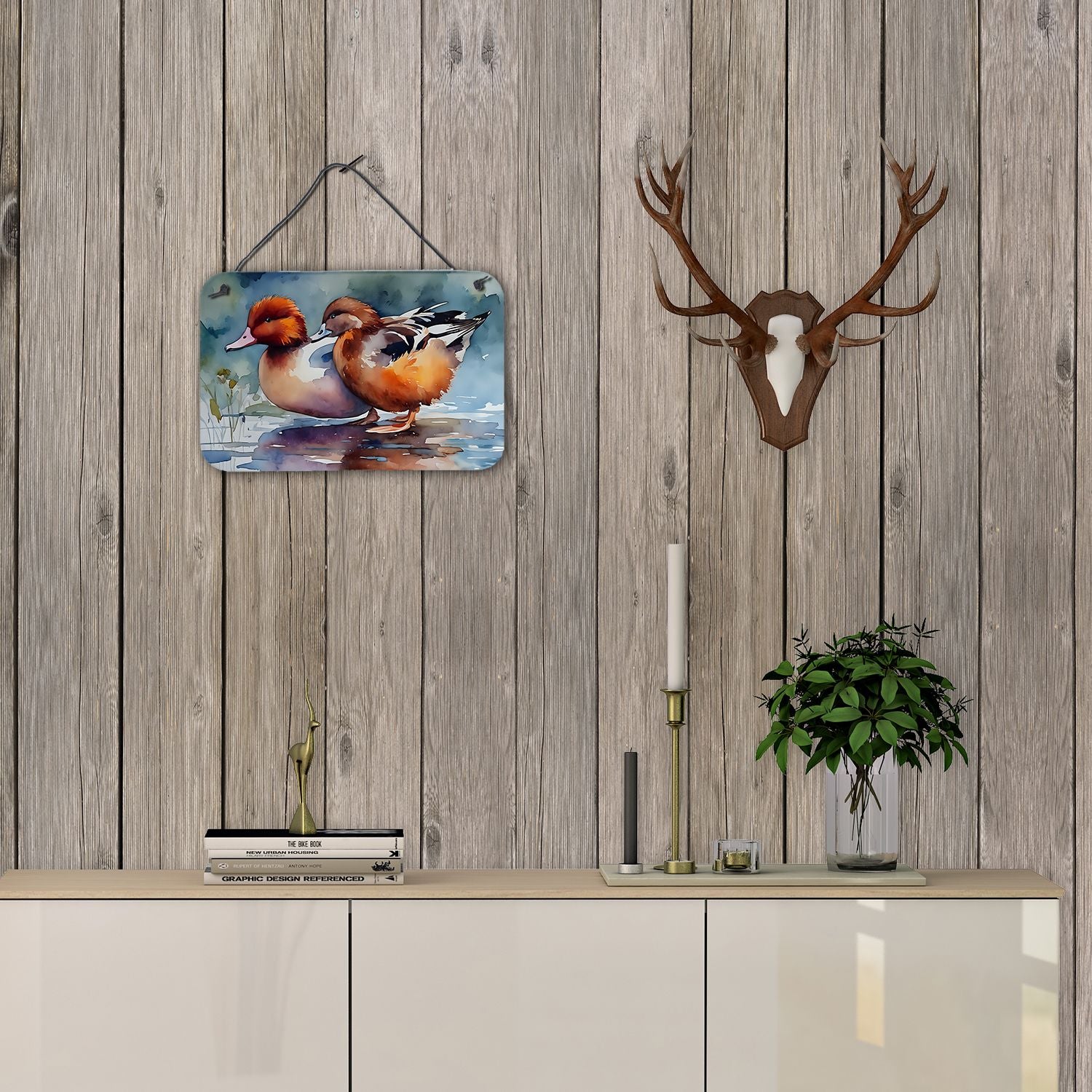 NEW Redhead Duck Wall or Door Hanging Prints Aluminum Metal Sign Kitchen Wall Bar Bathroom Plaque Home Decor, 8HX12W, Multicolor