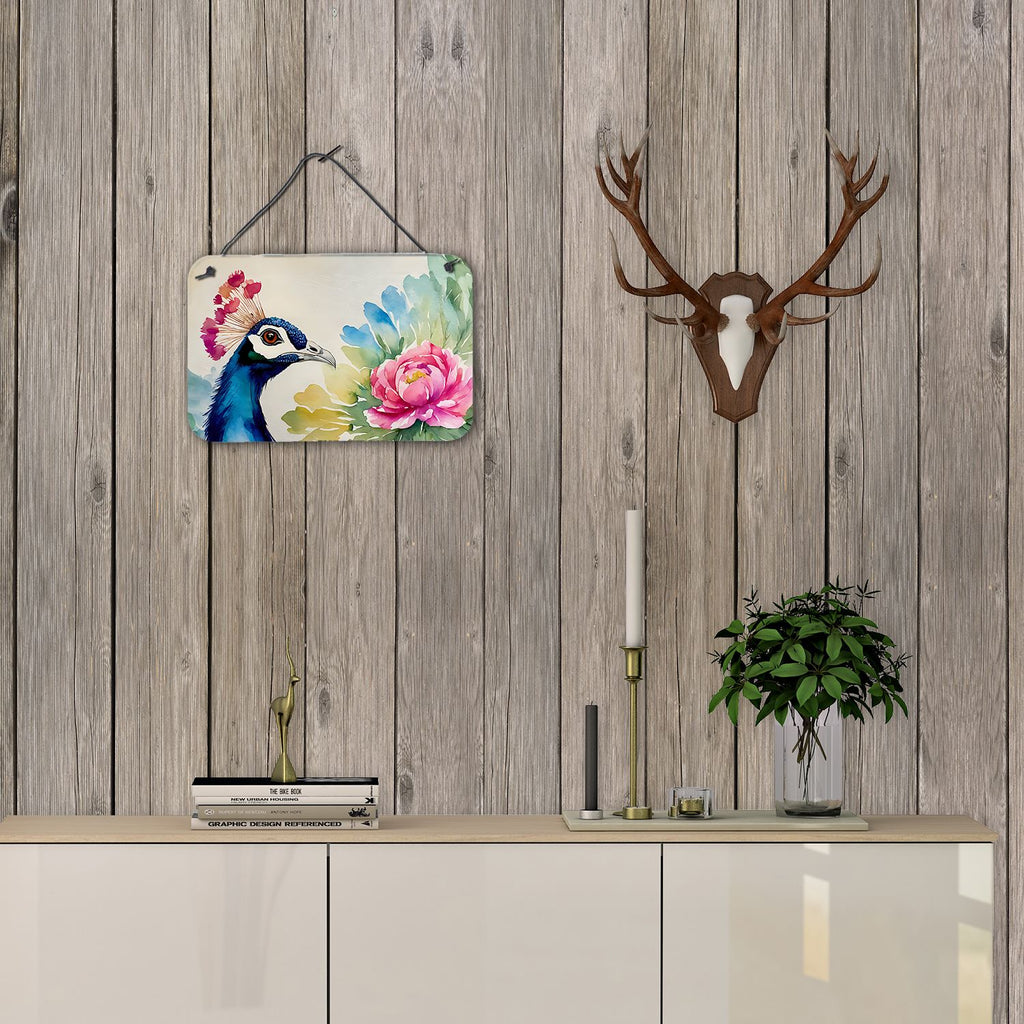 NEW Peacock Wall or Door Hanging Prints Aluminum Metal Sign Kitchen Wall Bar Bathroom Plaque Home Decor, 8HX12W, Multicolor