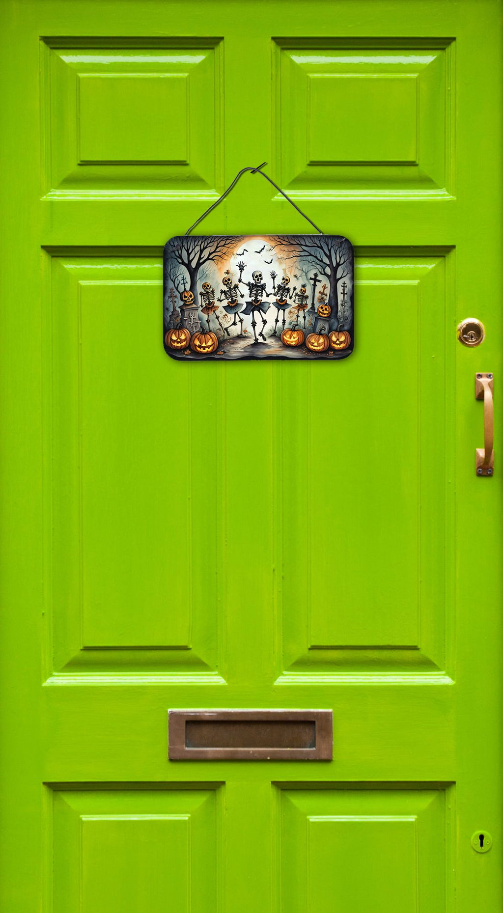 NEW Dancing Skeletons Spooky Halloween Wall or Door Hanging Prints Aluminum Metal Sign Kitchen Wall Bar Bathroom Plaque Home Decor, 8HX12W, Multicolor