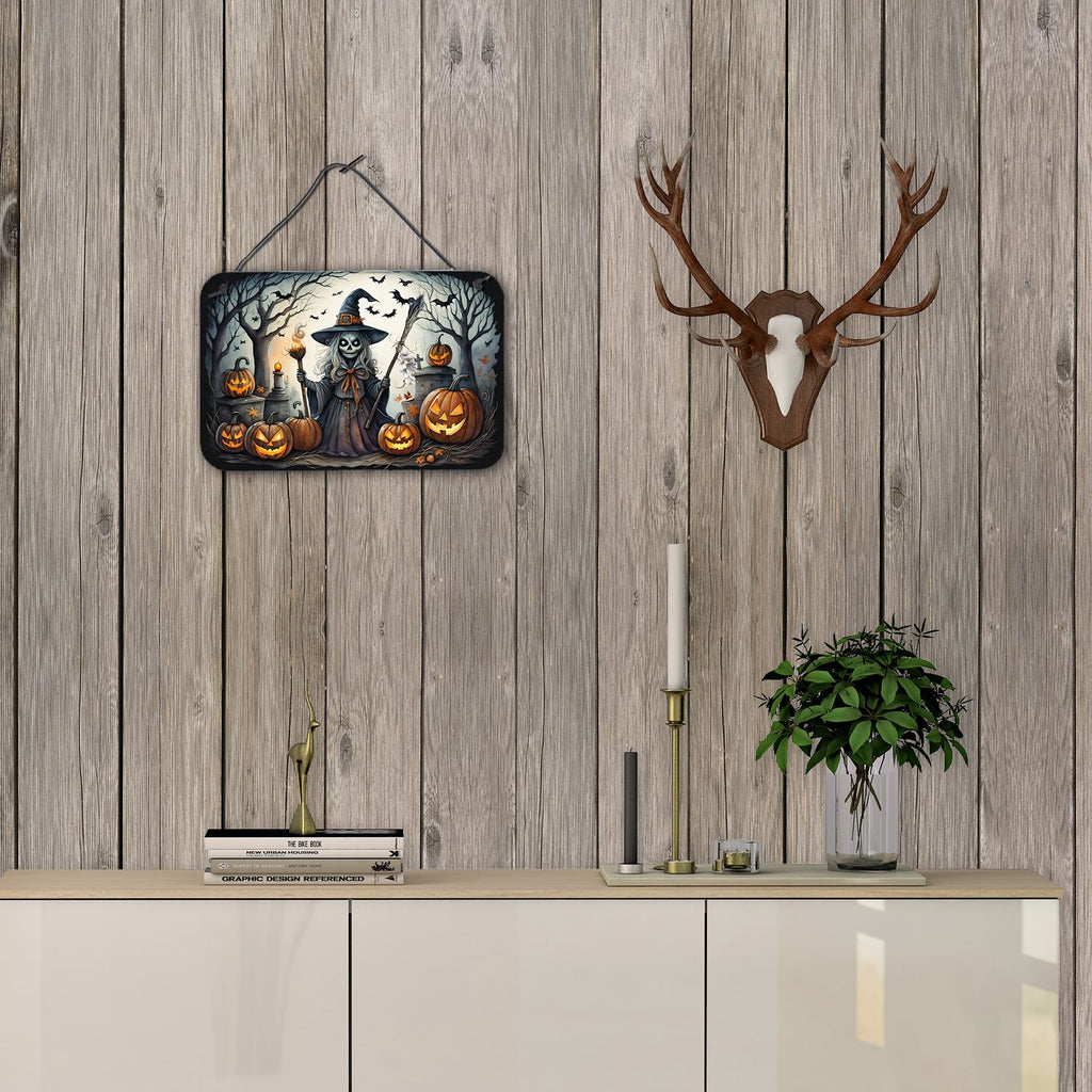 NEW Witch Spooky Halloween Wall or Door Hanging Prints Aluminum Metal Sign Kitchen Wall Bar Bathroom Plaque Home Decor, 8HX12W, Multicolor