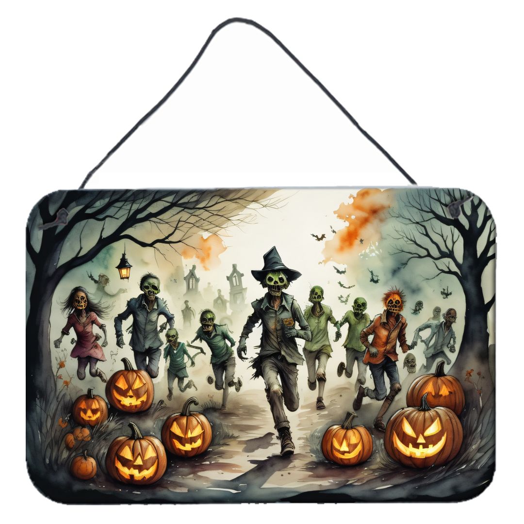 NEW Zombies Spooky Halloween Wall or Door Hanging Prints Aluminum Metal Sign Kitchen Wall Bar Bathroom Plaque Home Decor, 8HX12W, Multicolor