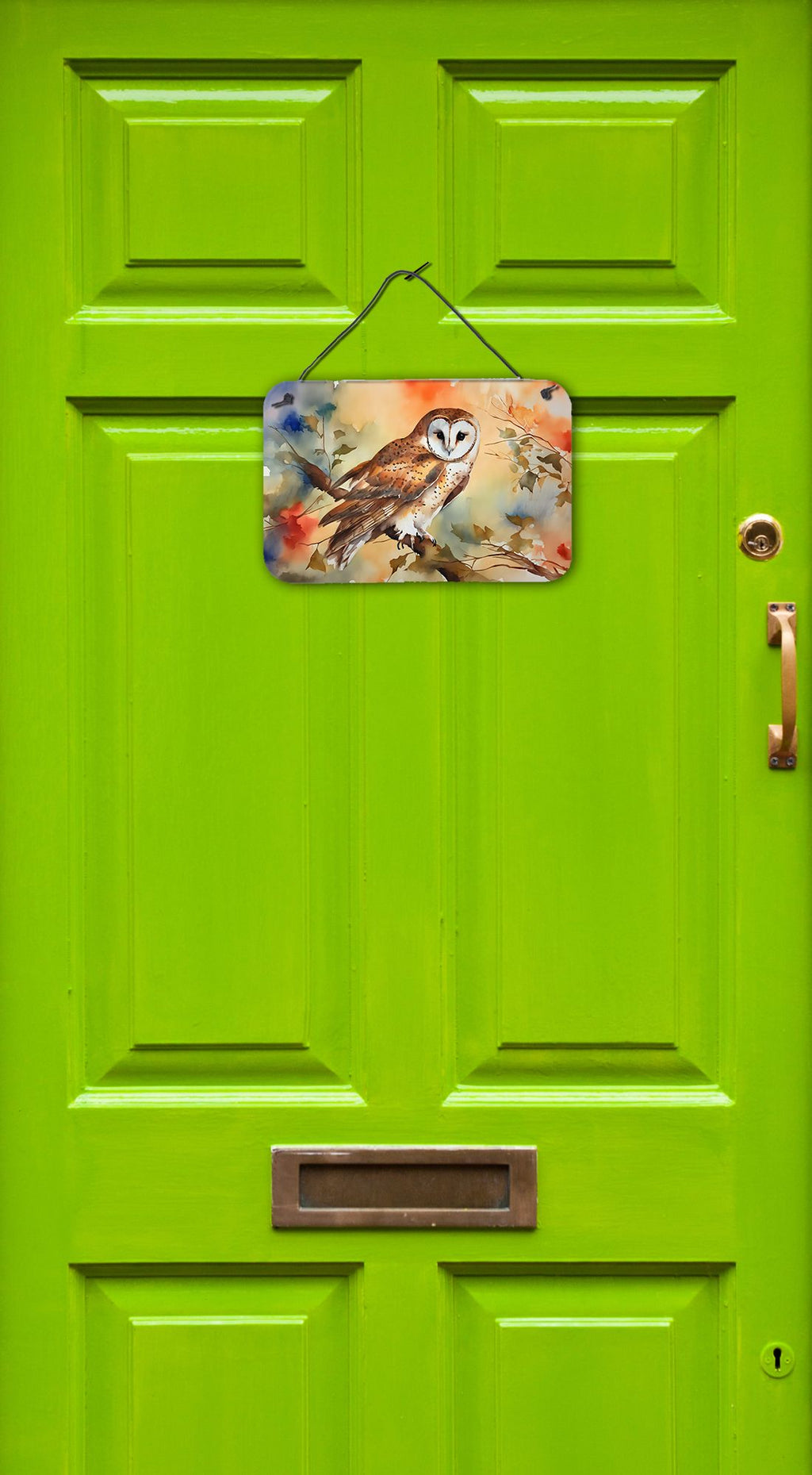 NEW Barn Owl Wall or Door Hanging Prints Aluminum Metal Sign Kitchen Wall Bar Bathroom Plaque Home Decor, 8HX12W, Multicolor