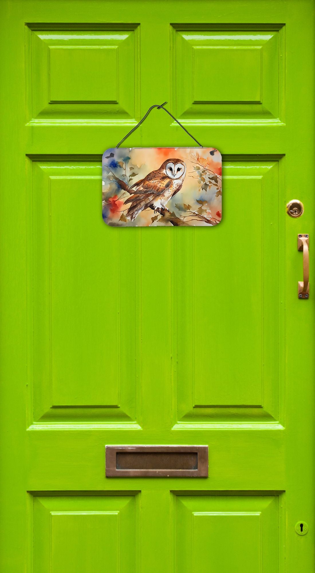 NEW Barn Owl Wall or Door Hanging Prints Aluminum Metal Sign Kitchen Wall Bar Bathroom Plaque Home Decor, 8HX12W, Multicolor