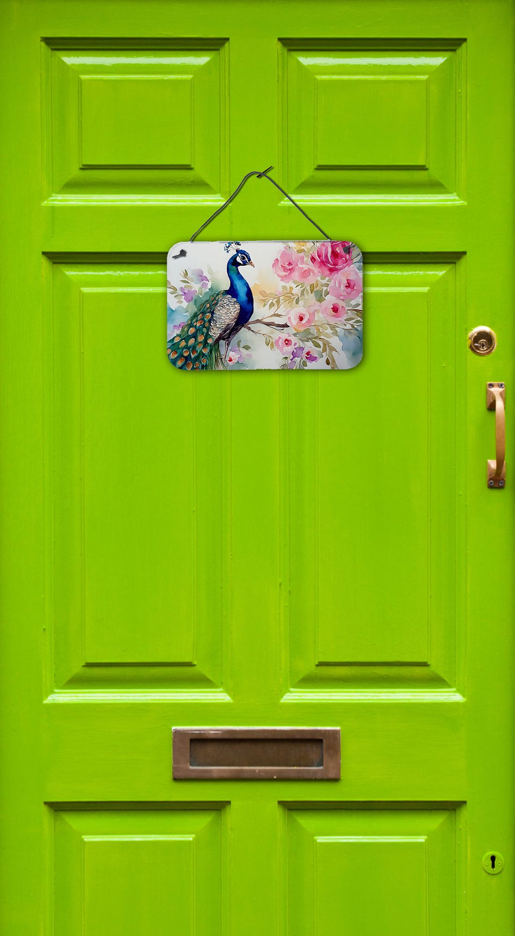 NEW Peacock Wall or Door Hanging Prints Aluminum Metal Sign Kitchen Wall Bar Bathroom Plaque Home Decor, 8HX12W, Multicolor