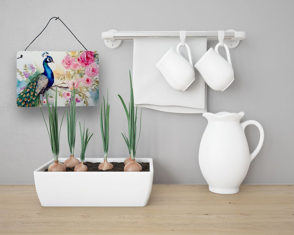 NEW Peacock Wall or Door Hanging Prints Aluminum Metal Sign Kitchen Wall Bar Bathroom Plaque Home Decor, 8HX12W, Multicolor