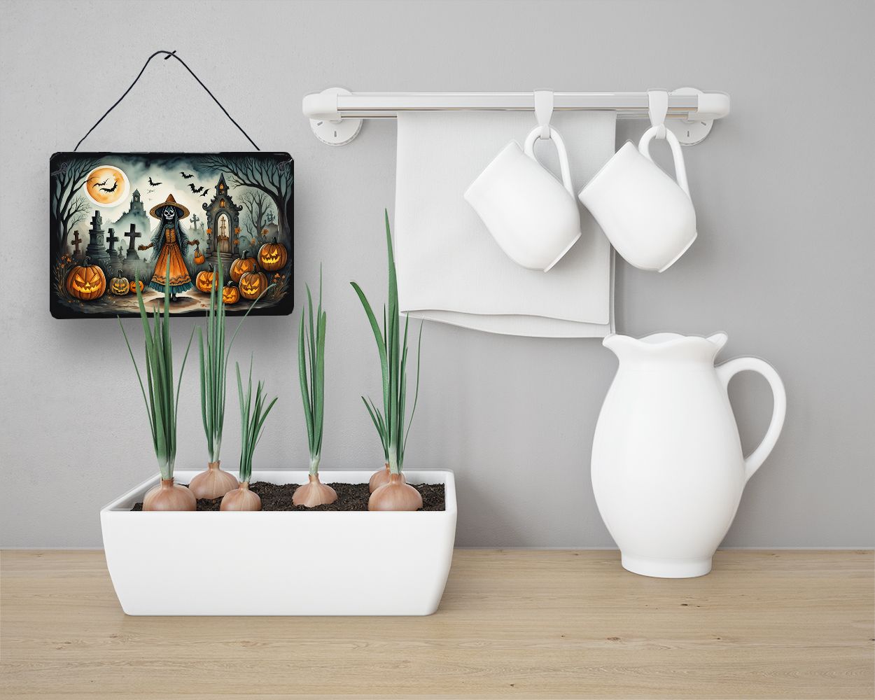 NEW La Llorona Skeleton Spooky Halloween Wall or Door Hanging Prints Aluminum Metal Sign Kitchen Wall Bar Bathroom Plaque Home Decor, 8HX12W, Multicolor