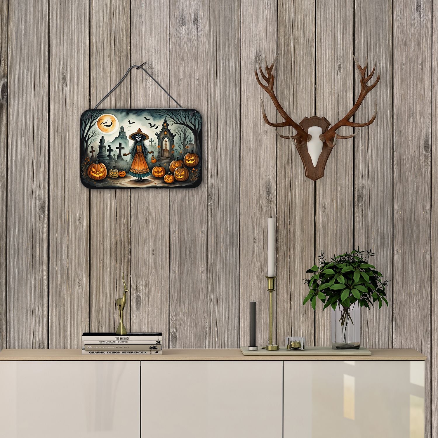 NEW La Llorona Skeleton Spooky Halloween Wall or Door Hanging Prints Aluminum Metal Sign Kitchen Wall Bar Bathroom Plaque Home Decor, 8HX12W, Multicolor