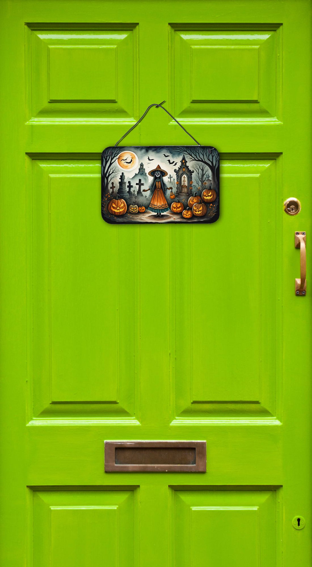 NEW La Llorona Skeleton Spooky Halloween Wall or Door Hanging Prints Aluminum Metal Sign Kitchen Wall Bar Bathroom Plaque Home Decor, 8HX12W, Multicolor