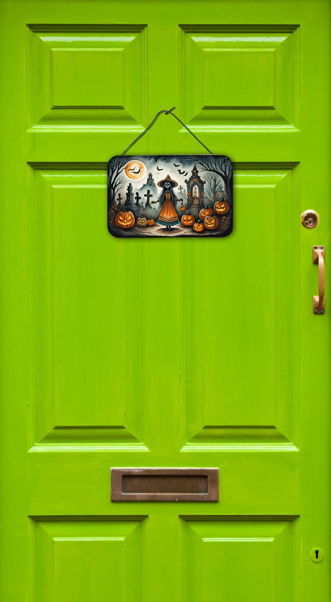 NEW La Llorona Skeleton Spooky Halloween Wall or Door Hanging Prints Aluminum Metal Sign Kitchen Wall Bar Bathroom Plaque Home Decor, 8HX12W, Multicolor