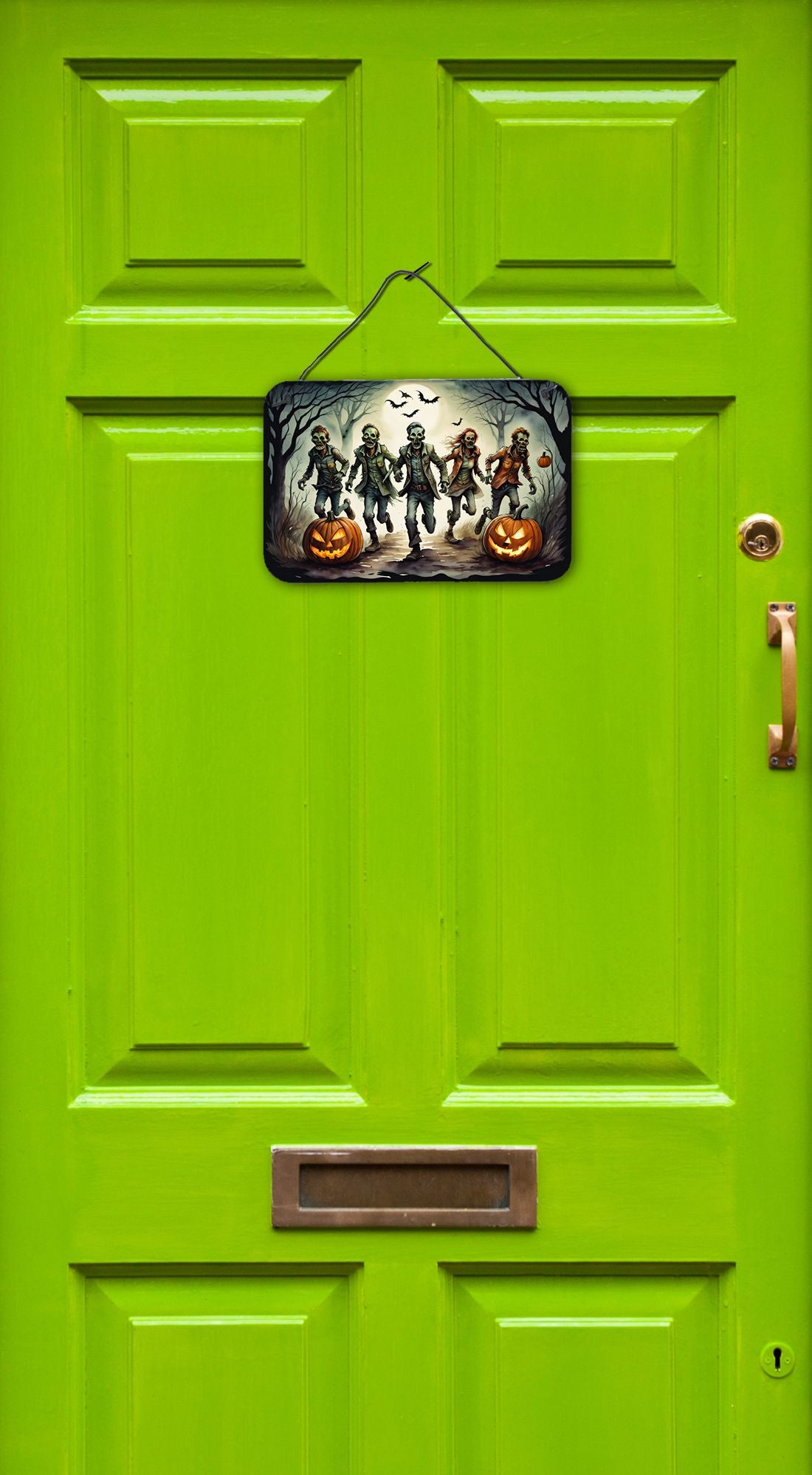 NEW Zombies Spooky Halloween Wall or Door Hanging Prints Aluminum Metal Sign Kitchen Wall Bar Bathroom Plaque Home Decor, 8HX12W, Multicolor